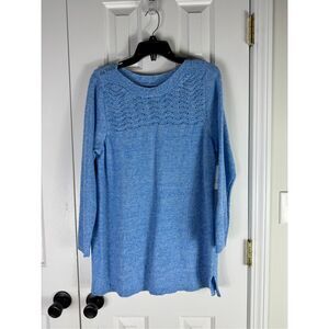 NWT Croft & Barrow Womens Marble Long Sleeve Pointelle Tunic Sweater Size PXL